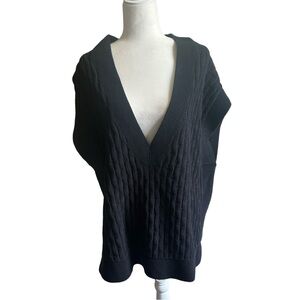Lululemon Black Cable Knit Oversized Relaxed Fit Sweater Vest Size Large